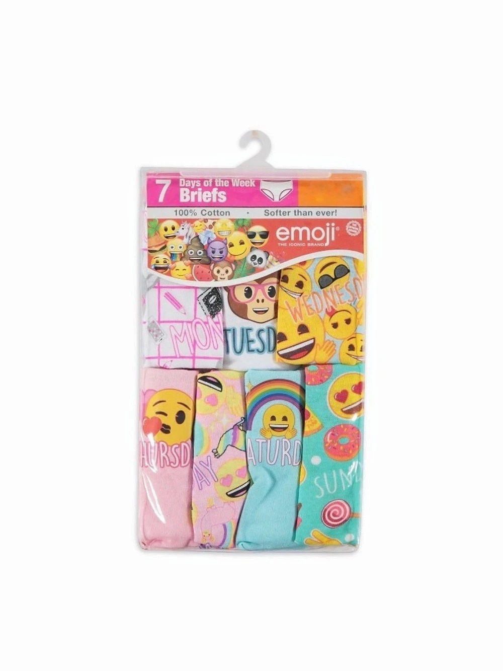 emoji 7 Days of the Week Briefs Girls Size 4 NWT